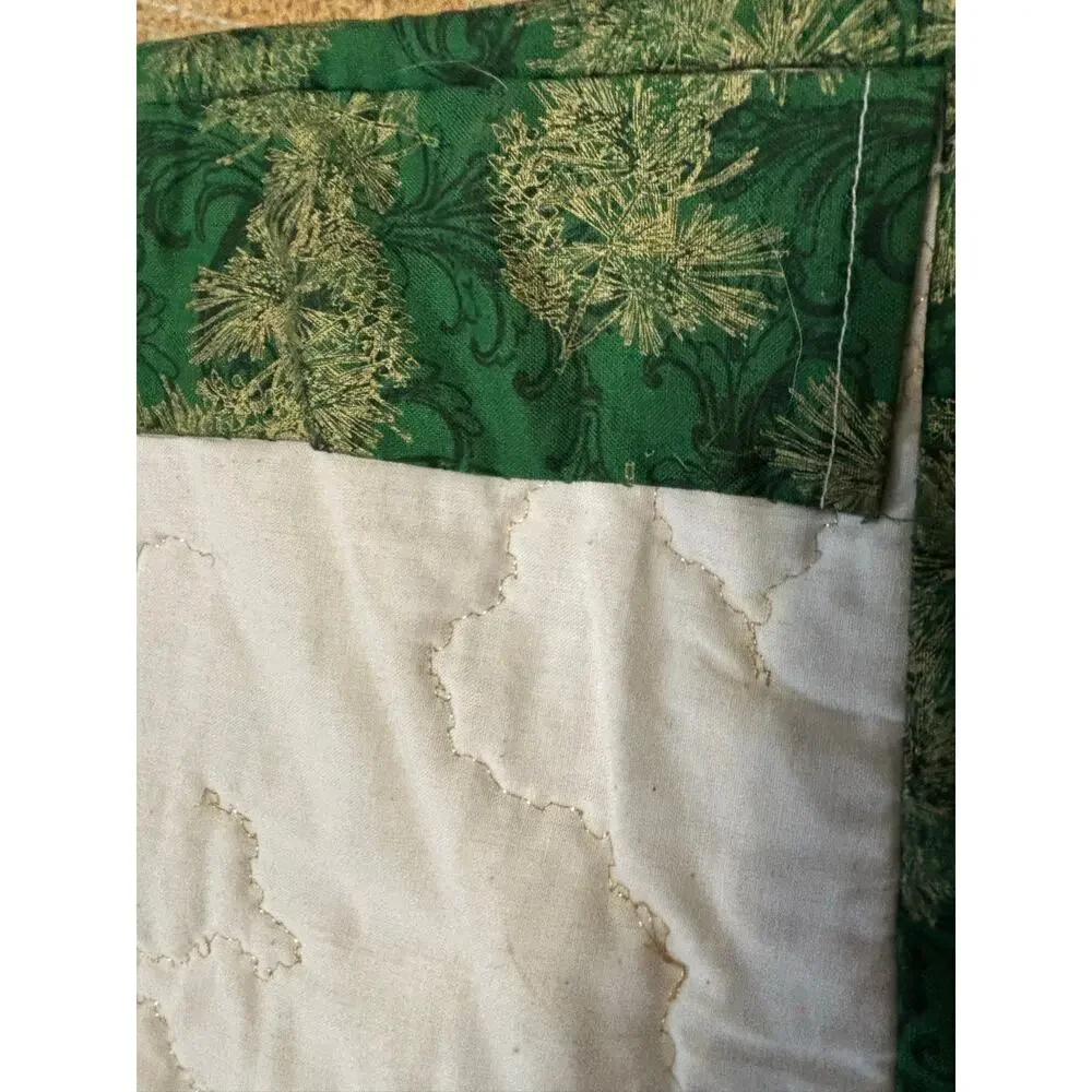 Hand & Machine Sewn Wall Hanging Quilt Christmas Stockings Fireplace 34x43